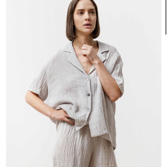 PRIORY Tile Short In Silver Linen Size Medium - Picture 2 of 4